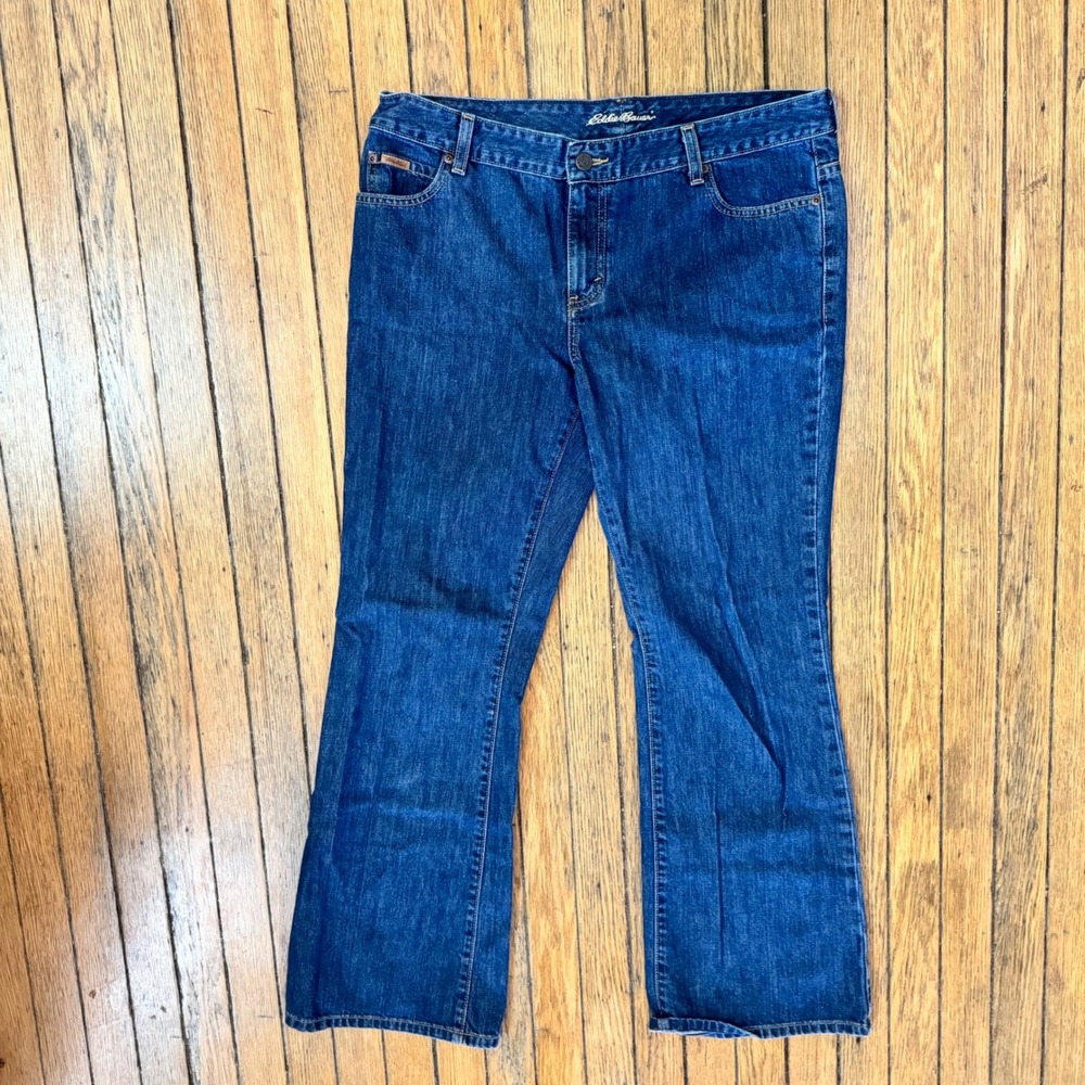 Eddie Bauer Flare Leg Jeans Dark Wash Denim Womens Size 12R